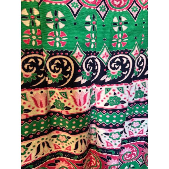 Talbots 12 Sleeveless Collared Knee Length Dress Pink Green Palm Beach Retro 70s - Picture 13 of 16